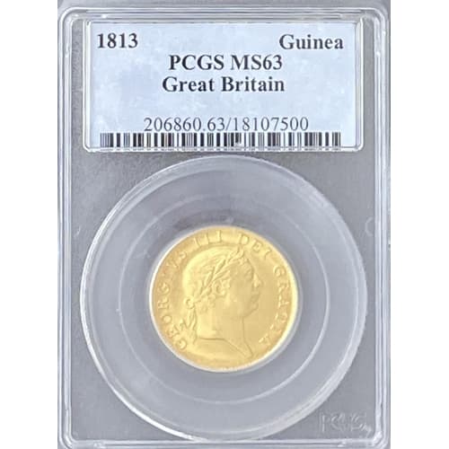 1813 King George III 'Military' Gold Guinea (PCGS MS63) sold at auction