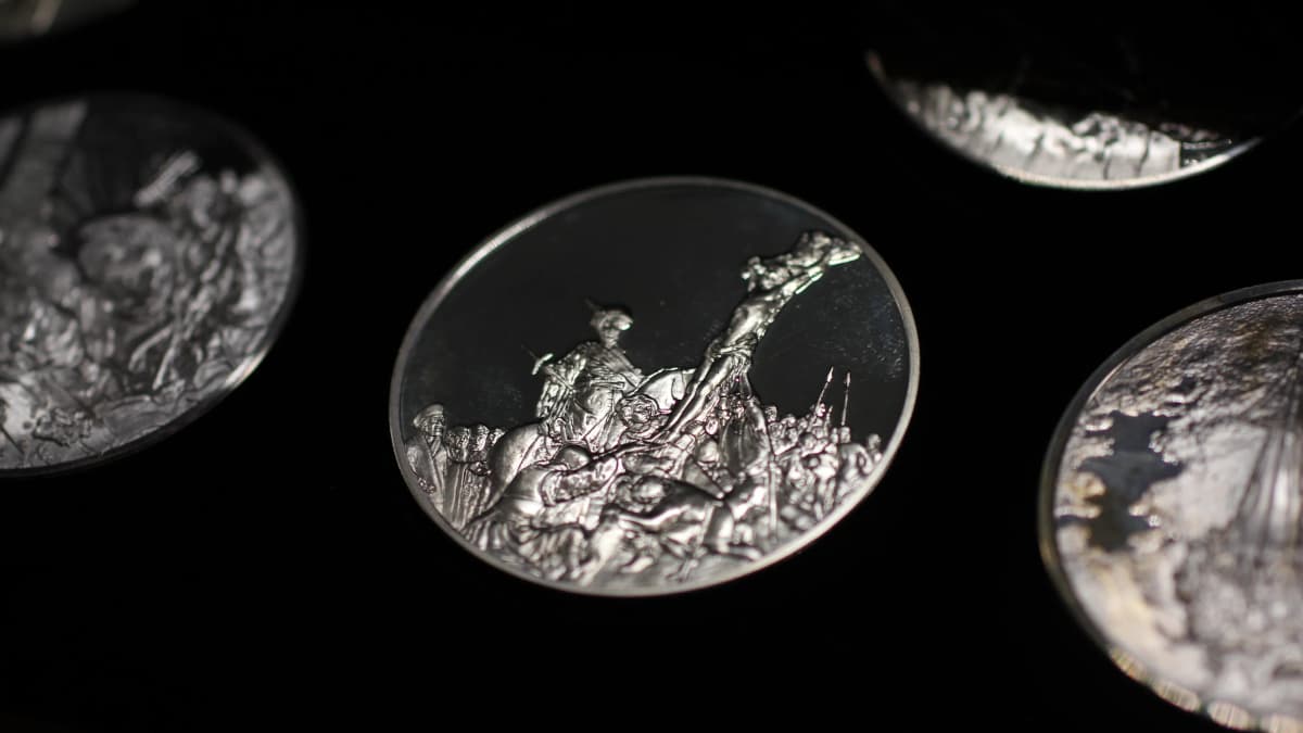 The Genius of Rembrandt, a complete 50-piece sterling silver proof medal set by John Pinches
