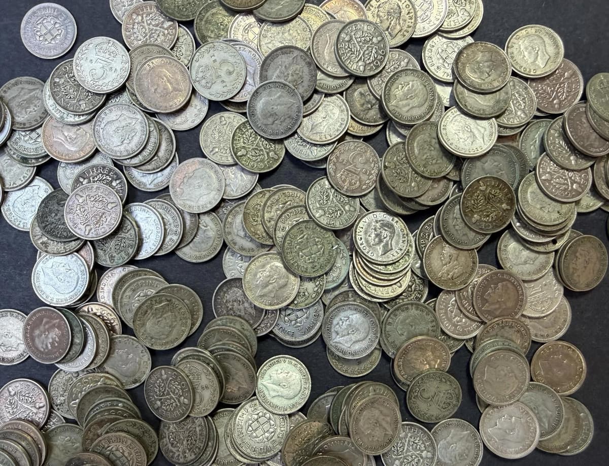 Collection 406g UK Pre 1947 Silver Threepences 289 Coins 1920 1946 Circulated