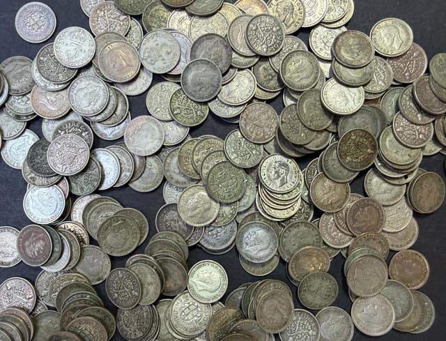 Collection 406g UK Pre 1947 Silver Threepences 289 Coins 1920 1946 Circulated