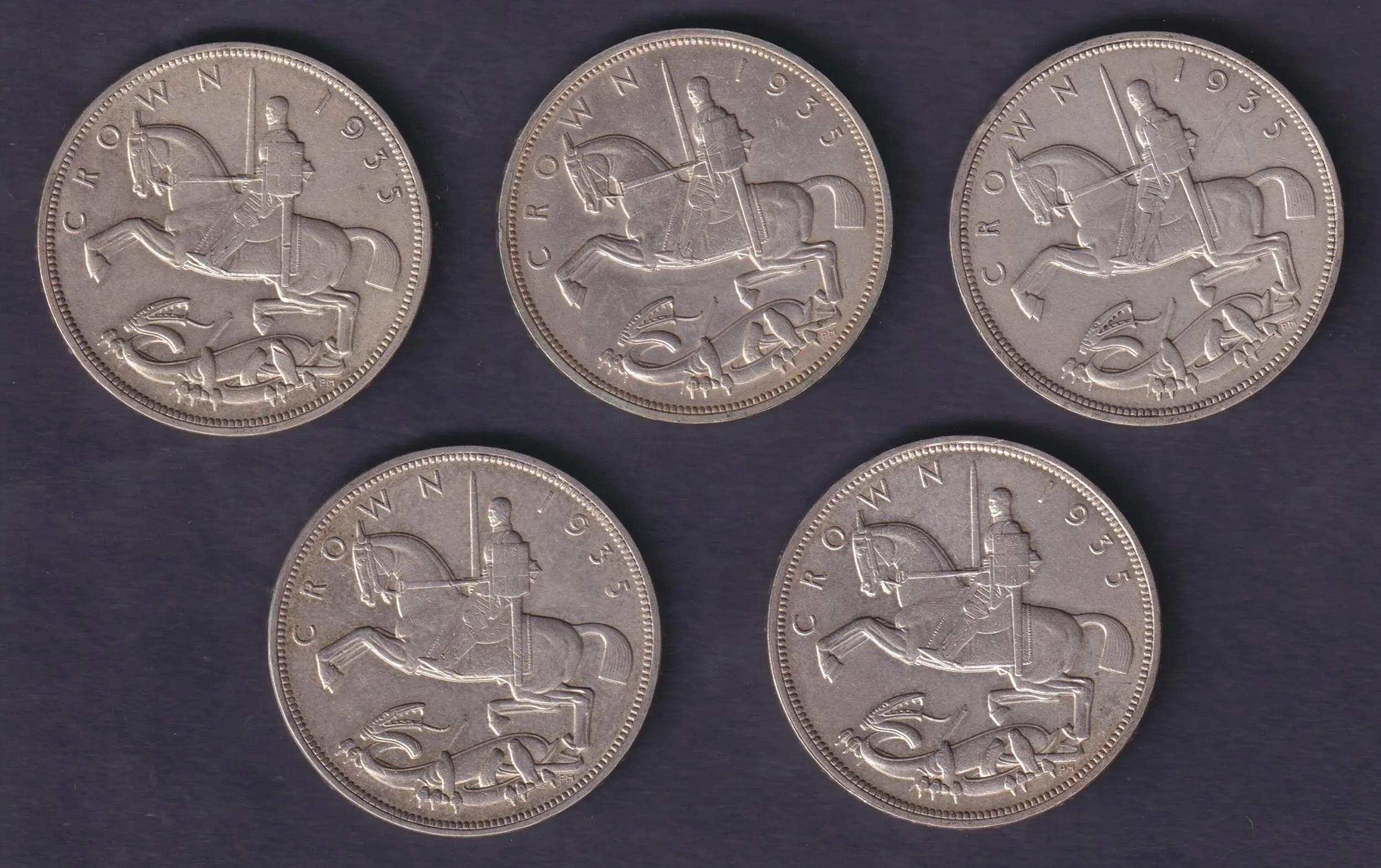 Group Of Five UK King George V 1935 Rocking Horse Silver Crowns F VF - Realised Price