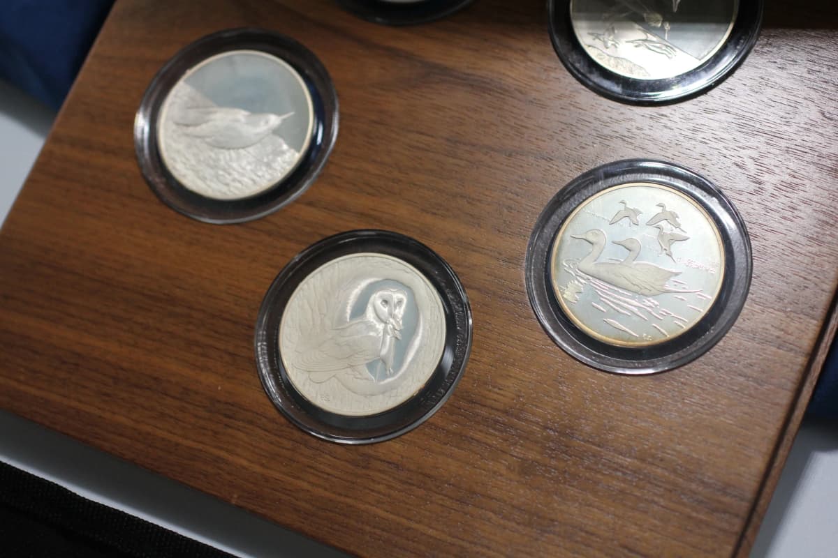 Peter Scott’s British Birds, a 35-medal sterling silver set produced by John Pinches