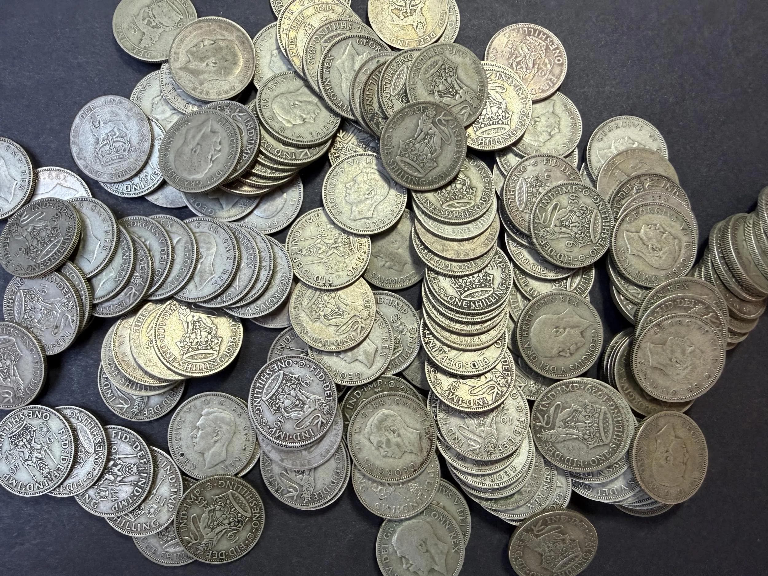 Collection 885g UK Pre 1947 Silver Shillings 159 Coins 1920 1946 Circulated - Realised Price