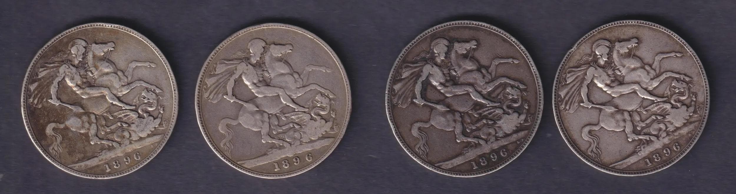 Group Of Five UK Queen Victoria 1897 Old Head Silver Crowns Edge LX LXI Circulated - Realised Price